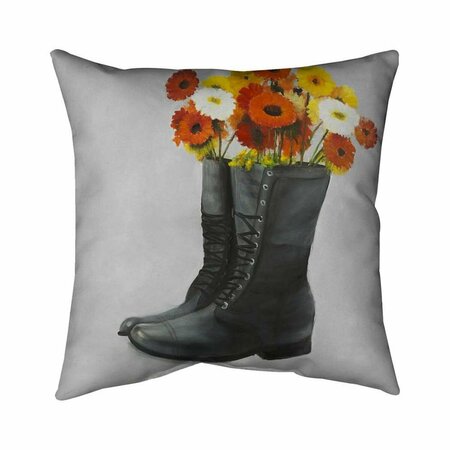 BEGIN HOME DECOR 20 x 20 in. Boots Full of Flowers-Double Sided Print Indoor Pillow 5541-2020-SL10